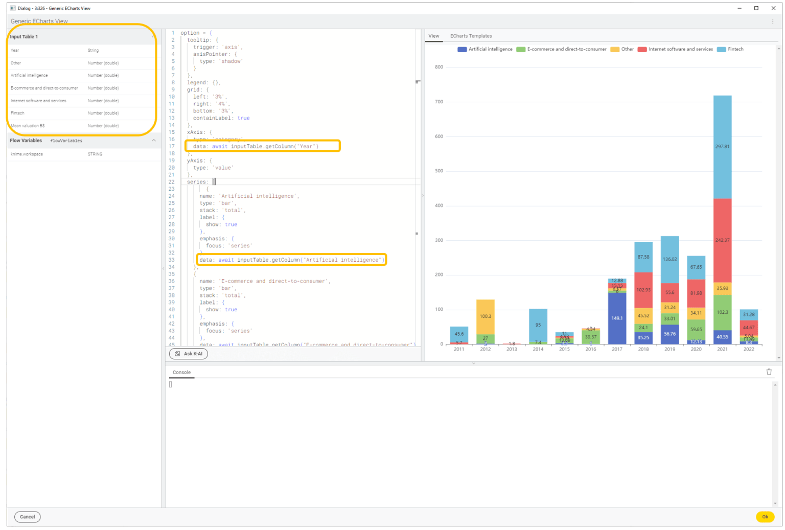 Using Apache ECharts in KNIME